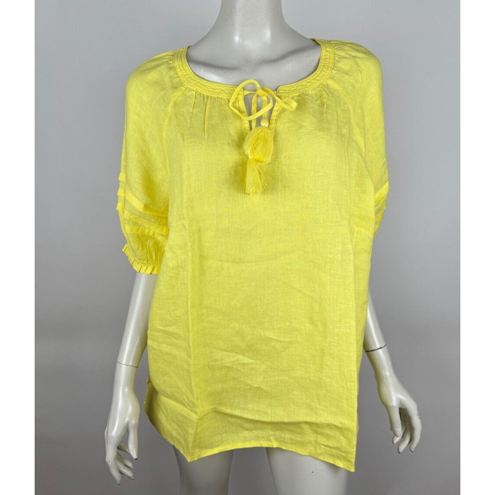 Talbots Pleated Sleeve‎ Linen Top Women XL NWT Washable Lightweight Scoop neck